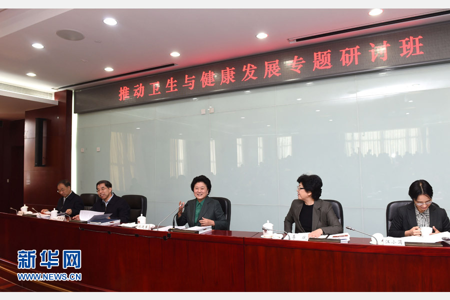 11月14日，中央組織部、國家衛(wèi)生計生委、國家行政學(xué)院聯(lián)合舉辦的省部級干部&ldquo;推動衛(wèi)生與健康發(fā)展&rdquo;專題研討班在北京舉行。中共中央政治局委員、國務(wù)院副總理劉延?xùn)|出席開班式并講話。新華社記者 饒愛民 攝