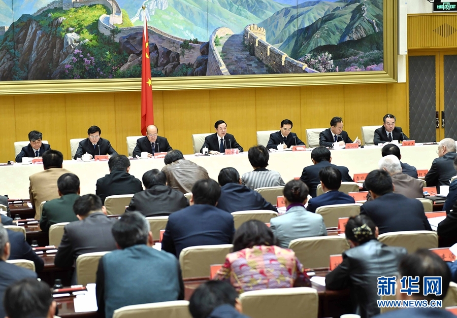 1月13日，中共中央政治局委員、中宣部部長(zhǎng)、全國(guó)&ldquo;掃黃打非&rdquo;工作小組組長(zhǎng)劉奇葆在北京出席第三十次全國(guó)&ldquo;掃黃打非&rdquo;工作電視電話會(huì)議。新華社記者 李濤 攝