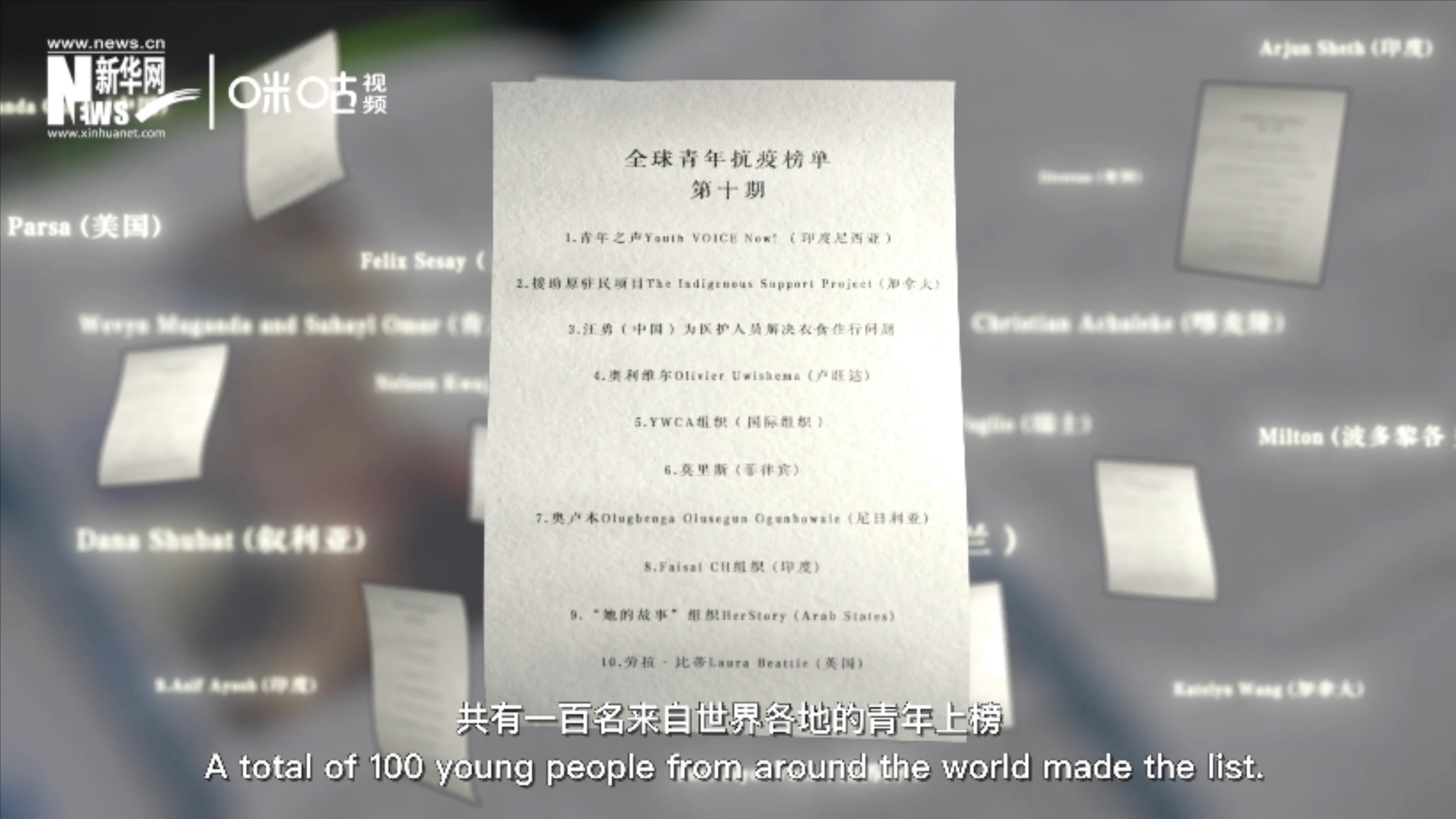 聯合國共發(fā)布十期青年抗&ldquo;疫&rdquo;榜單