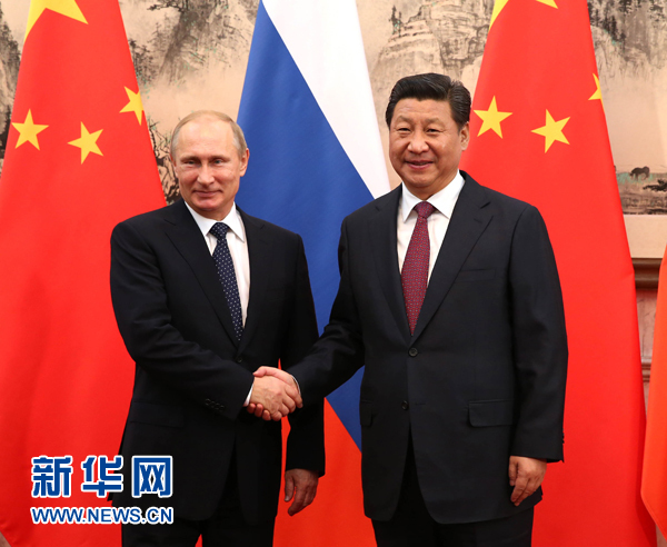 11月9日，國(guó)家主席習(xí)近平在北京釣魚臺(tái)國(guó)賓館會(huì)見俄羅斯總統(tǒng)普京。新華社記者 蘭紅光 攝