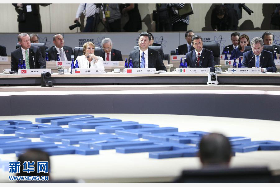 4月1日，第四屆核安全峰會在美國首都華盛頓舉行。國家主席習近平出席并發(fā)表題為《加強國際核安全體系，推進全球核安全治理》的重要講話。新華社記者蘭紅光攝
