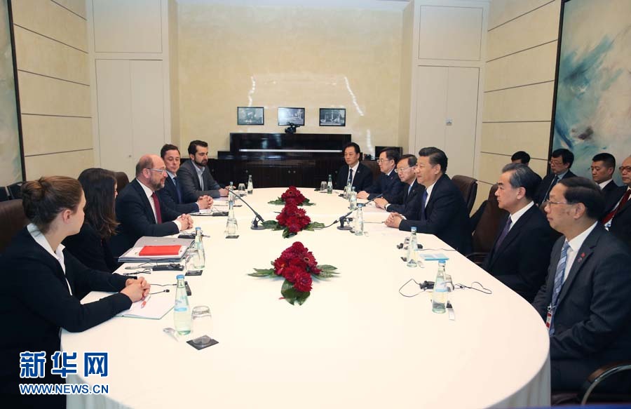 7月6日，國家主席習(xí)近平在柏林會(huì)見德國社會(huì)民主黨主席舒爾茨。新華社記者 姚大偉 攝